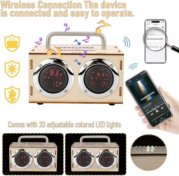 DIY Bluetooth Speaker Kit with Metal Handle - STEM Projects for Kids Ages 8-12, Build Your Own Portable Speaker, No Soldering Science Experiment Gift for Boys & Girls 8 9 11 13
