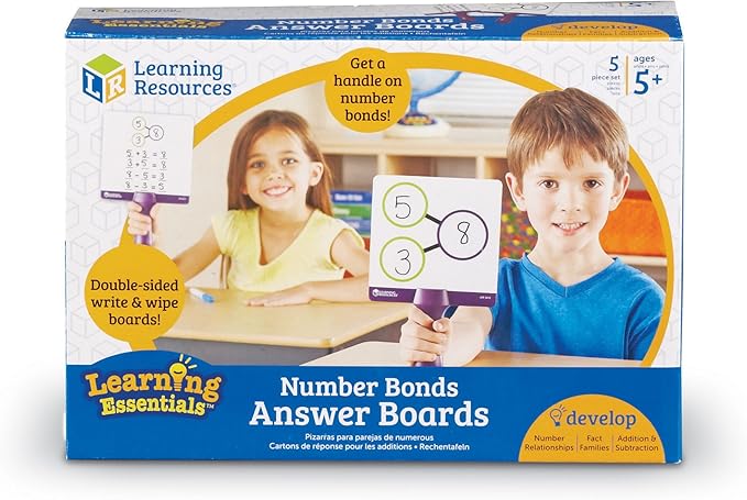 Learning Resources Double-sided Number Bonds Write-and-Wipe Answer Boards, Classroom Accessories, Set of 5, Ages 5+