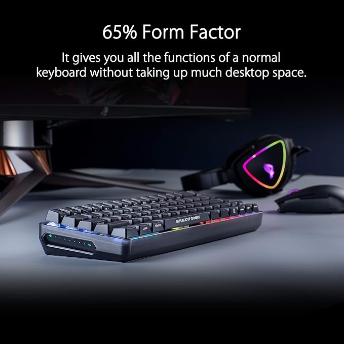 ASUS ROG Falchion NX 65% Wireless RGB Gaming Mechanical Keyboard | ROG NX Brown Tactile Switches, PBT Doubleshot Keycaps, Wired / 2.4G Hz, Touch Panel, Keyboard Cover Case, Macro Support