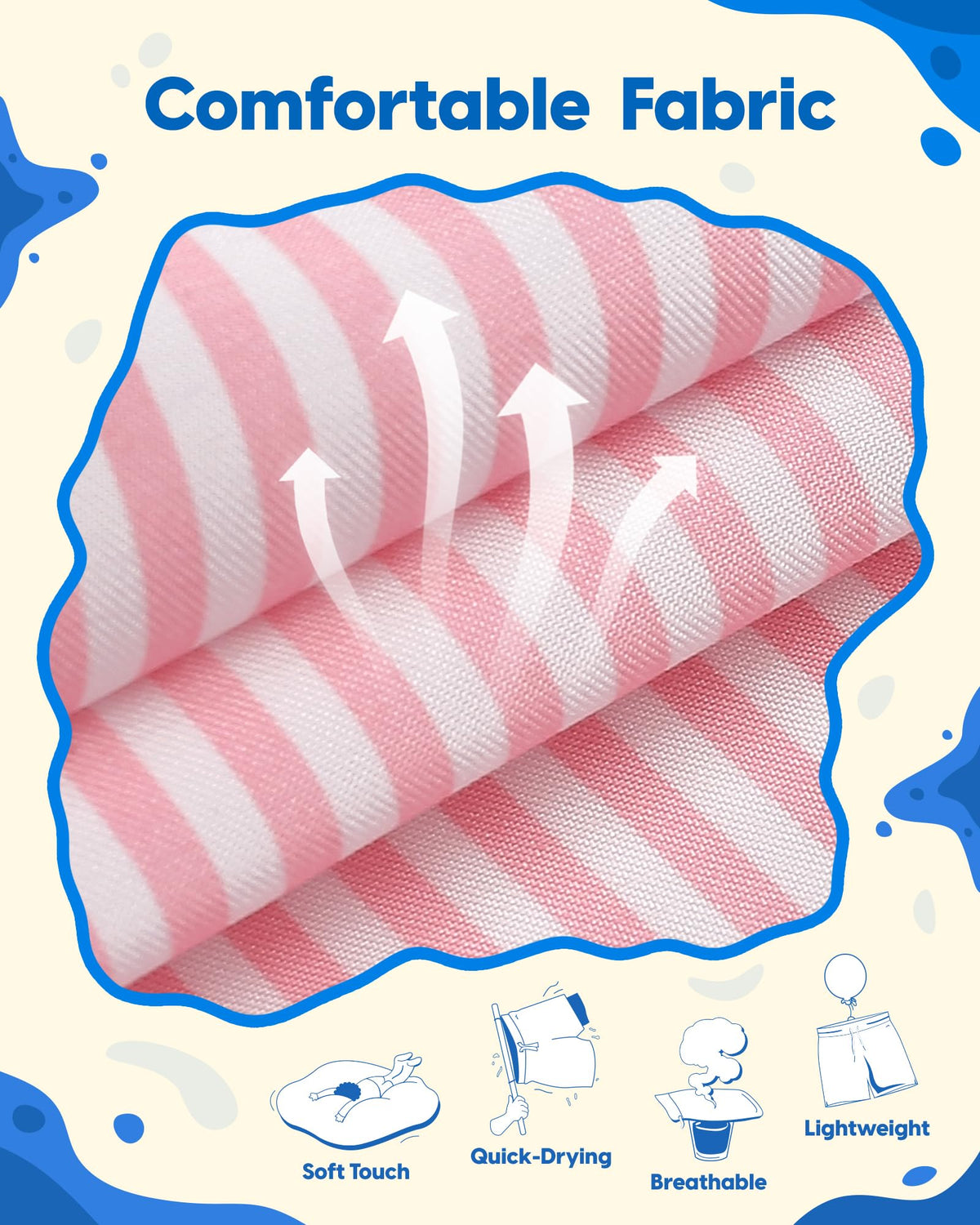 maamgic Boys Swim Trunks Toddler Swim Shorts Little Boys Bathing Suit Swimsuit Toddler Boy Swimwear Pink and White Stripes 3T,Pink and White Stripes,3 T