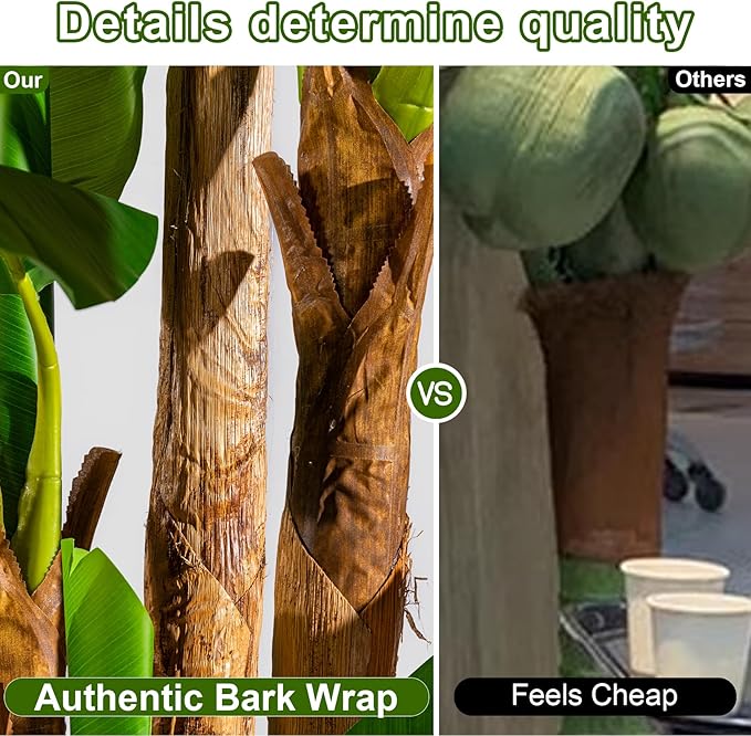 Big Faux Tropical Bananas Trees Tall Artificial Banana Tree Indoor Outdoor Realistic Floor Plant Large Fake Plants for House Home Living Room Office Front Porch Decor Outside Patio para decoracion