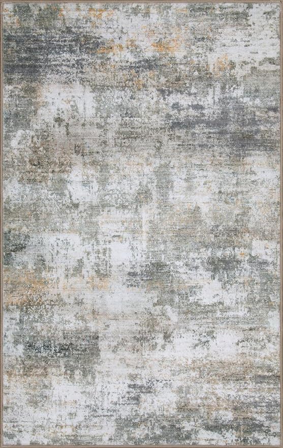WILLSUN Washable Area Rugs, 3x5 Non-Slip Boho Large Area Rugs for Living Room, Bedroom, Machine Washable Vintage Rug, Indoor Floral Print Carpet for Home Decor, Kid & Pet Friendly Mat