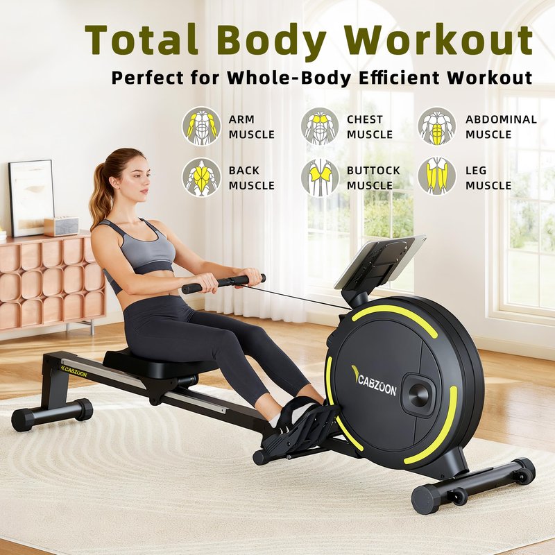 CABZOON Rowing Machines for Home，Magnetic Rowing Machine，Max 265lbs Weight Capacity, Quiet Rower with Tablet Holder，16 Levels of Resistance
