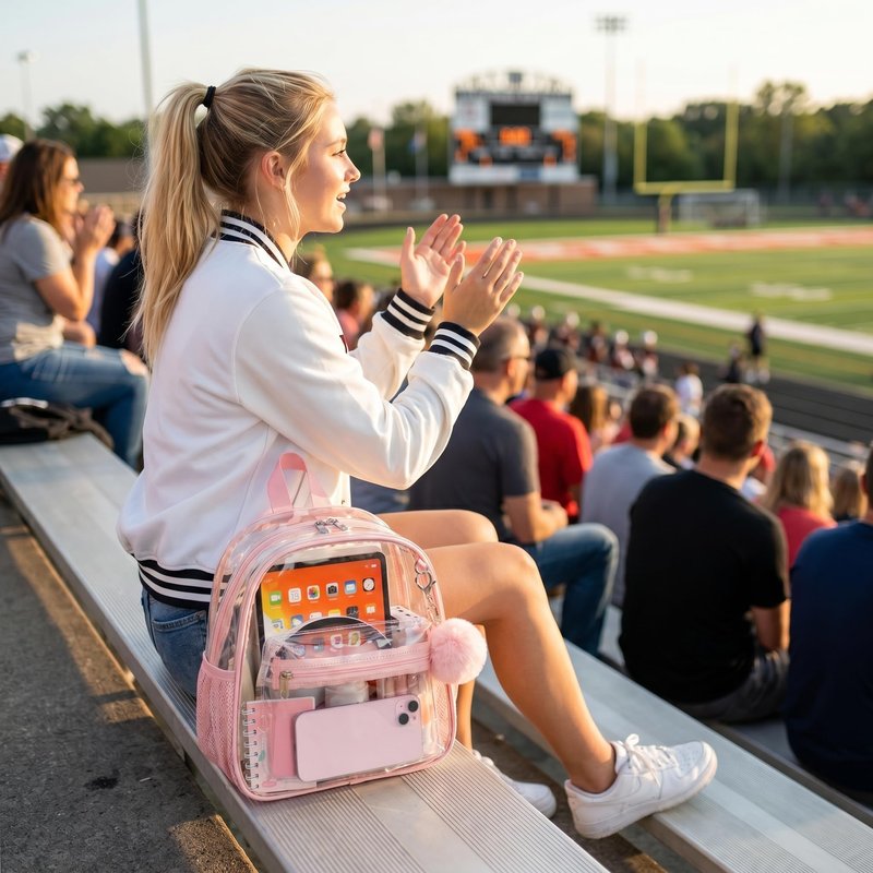 BTOOP Clear Mini Backpack for Stadium Events 12x12x6 Small Transparent Backpacks Plastic See Through Clear Bag for Concerts Work Festival Security Travel