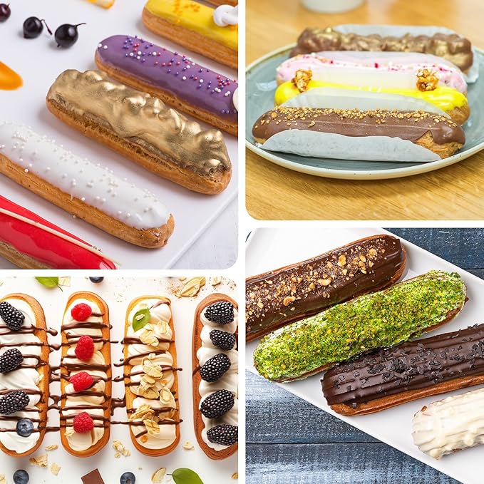 QELEG Eclair Mold, 2 Pcs Silicone Hot Dog Bun Pan