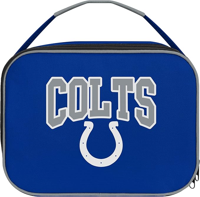 FOCO NFL Unisex-Adult Officially Licensed Wordmark Team Color Big Logo Football Zip Closure 7L Lunch Bag - Indianapolis Colts