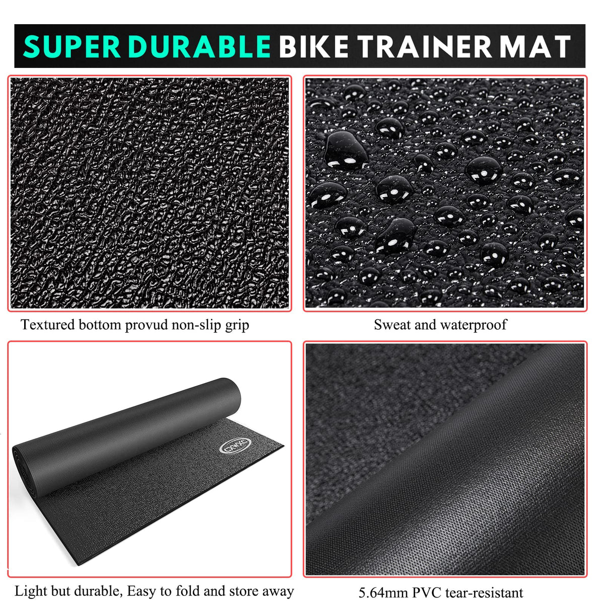 CXWXC Bike Trainer Floor Mat for Indoor Riding - Health & Fitness PVC Foam Exercise Bike Mat - Peloton Exercise Stationary Spin Bike Mat