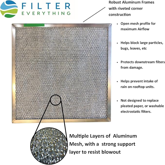 Filter Everything Washable Aluminum Air Filter – 12 x 12 x 1 – Permanent