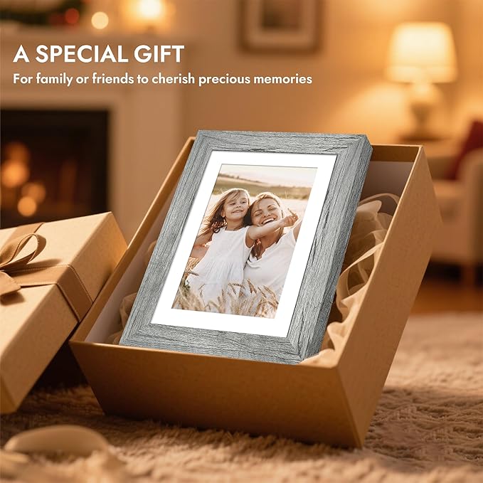 8.5 by 11 Diploma Picture Frame, Made of Real Glass and Wooden Certificate Frame, Horizontal and Vertical Display for Wall or Tabletop (Grey, 1Pack)