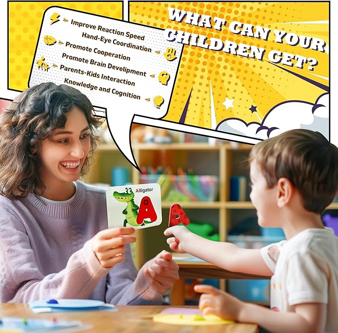 Alphabet Flash Cards Magnetic Letters Puzzle ABC Sight Words Matching Games for Kids 3-5, Toddler Preschool Montessori Educational Toys for 3+ Year Old