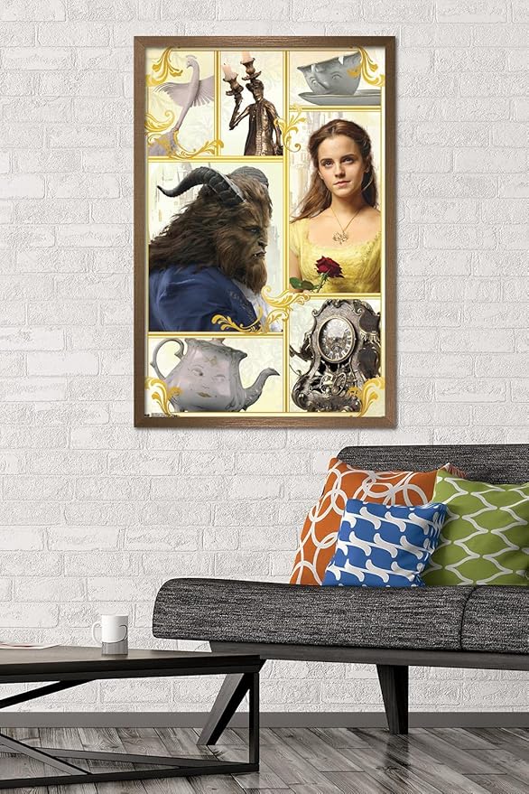 Trends International Disney Beauty And The Beast - Group Wall Poster, 22.375" x 34", Bronze Framed Version