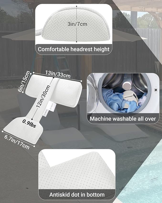 Headrest Pillow for Chaise Lounge 2pcs Outdoor Ledge Lounger Pool PillowsHot Tub SPA Adirondack Chair Patio Cushion