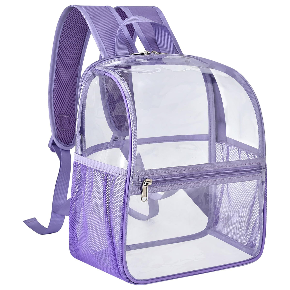 Mildbeer Small Clear Backpack, Stadium Approved 12x12x6 Clear Backpack for Women with 2 Bottle Holders for Festival Concert Sports Events