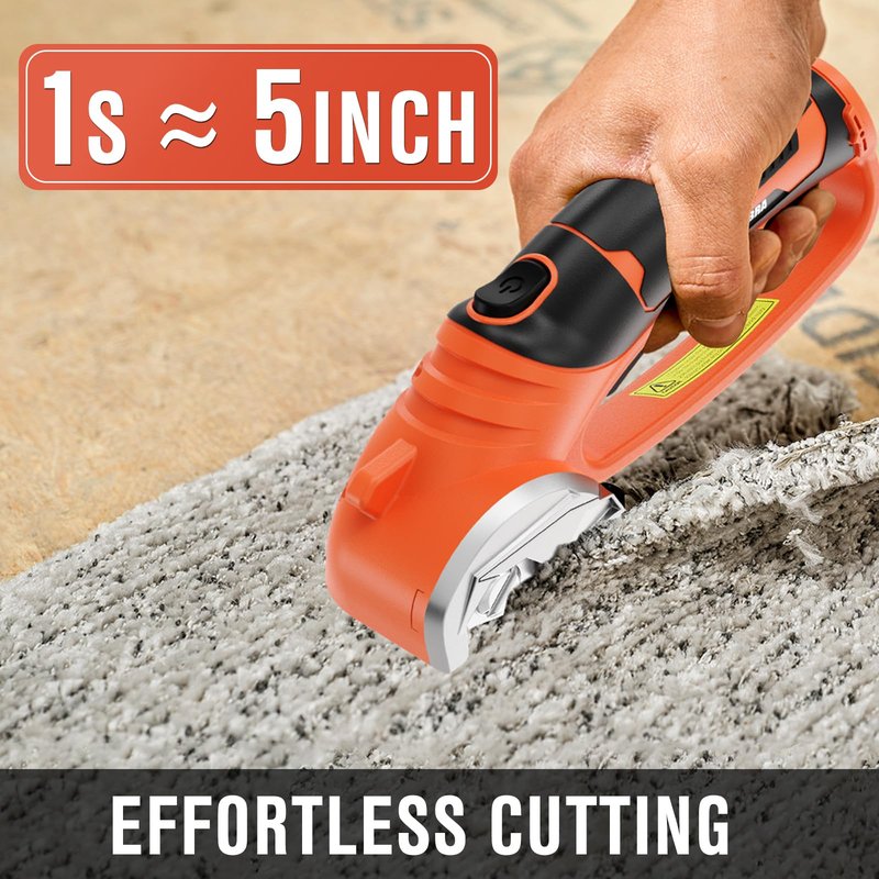 Cordless Electric Scissors for Cardboard Cutter with 4 SK5 Blades, 4V Rechargeable Electric Box Cutters, Powerful Power Shears Cutting Tool for Fabric, Carpet, Leather