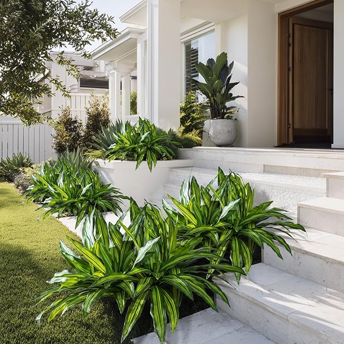 4 Pcs Artificial Greenery Stems Dracaena Faux Branches Artificial Plants Realistic Fake Dracaena Greenery Realistic Plants for Indoor Outdoor Porch Patio Home Office Living Room Decor (Light Green)