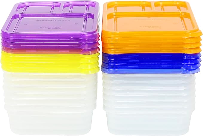 Simple Houseware 16 Pack 36-oz 3-Compartment Meal Prep Container, BPA-Free