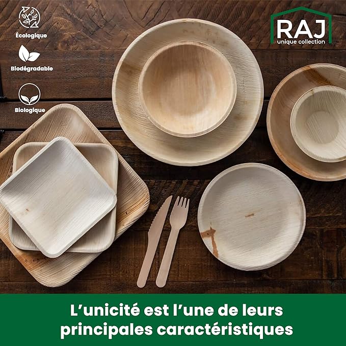 Raj Palm Leaf Disposable Heavy Duty 4" Square Bowls 25 Pack