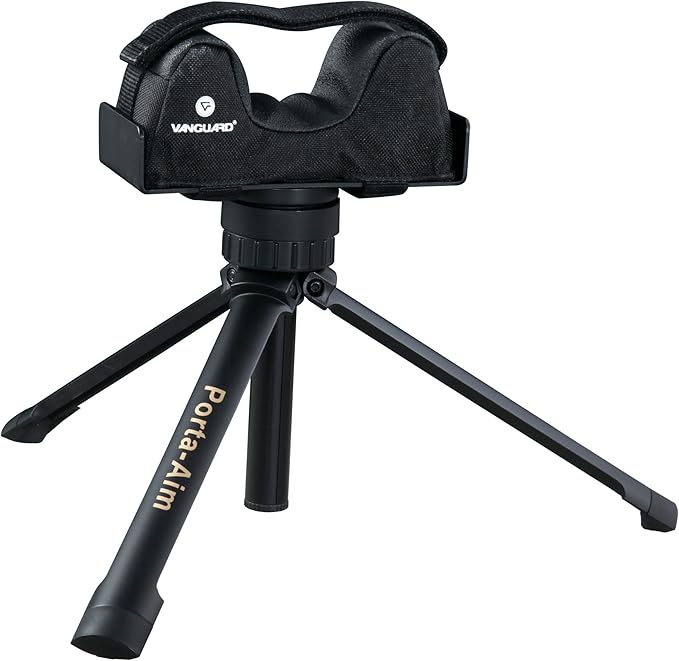 Vanguard Porta Aim Gun Rest. Compact and Portable Bench Rest. Quick Height Adjustment. Anti-Vibration Bag Rotates 360 Degrees , Black