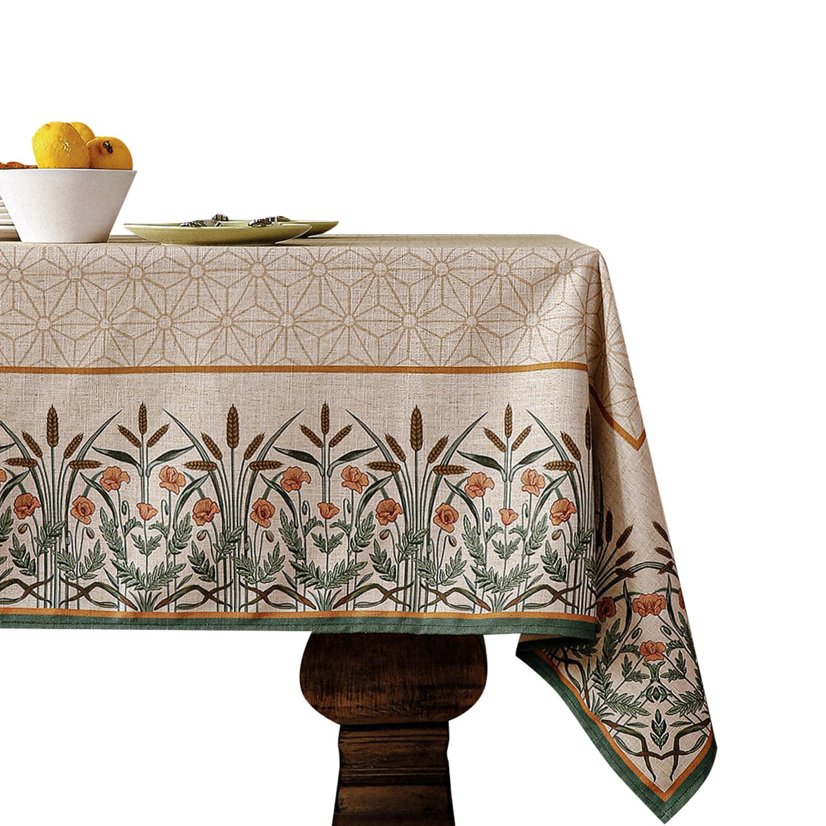 patdrea Vintage French Linen Tablecloth,Rectangular,118"x67"-Kulom A