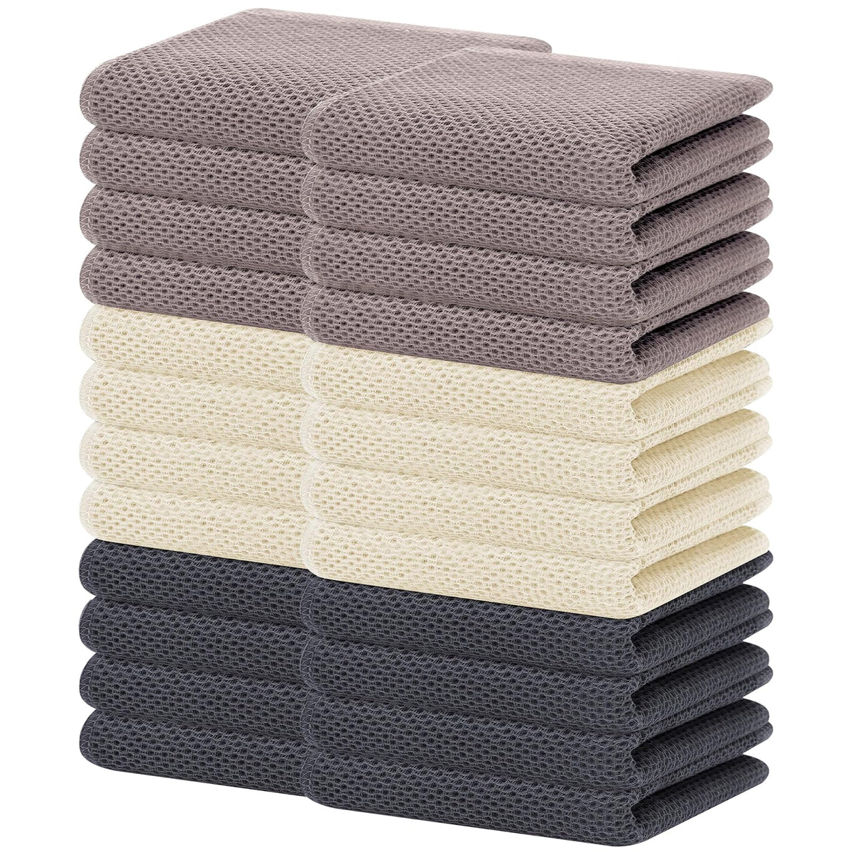 Homaxy 100% Cotton Waffle Weave Kitchen Dish Cloths, Ultra Soft Absorbent Quick Drying Dish Towels, 12 x 12 Inches — 13 X 28 - 24 Pack