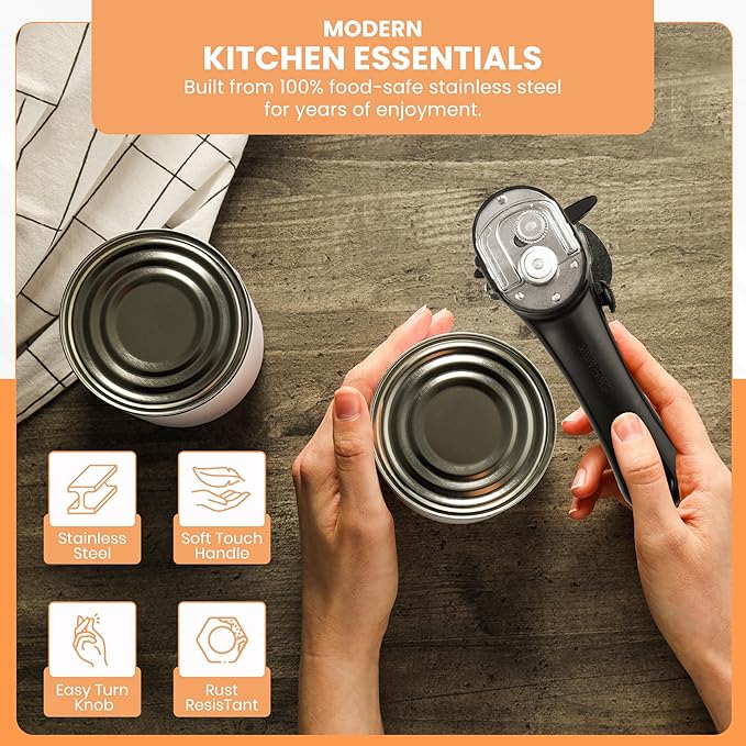 Bellemain Ergonomic Can Opener, Easy Safe-Cut for Seniors & Restaurants