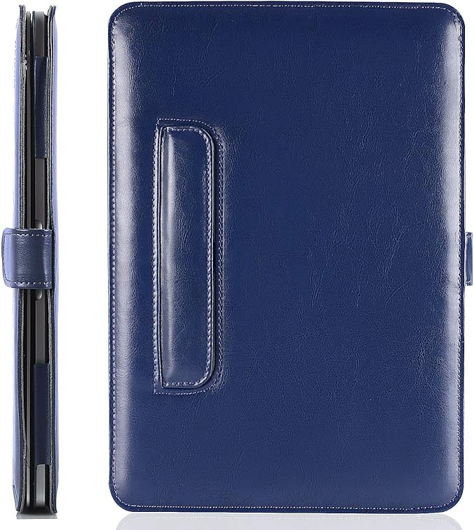 MOSISO Case Compatible with MacBook Air 13.6 inch M4 M3 M2 2025-2022 /Air 13 M1 2022-2018 /Pro 13 inch M2 M1 2025-2016, PU Leather Portfolio Protective Stand Cover, Navy Blue