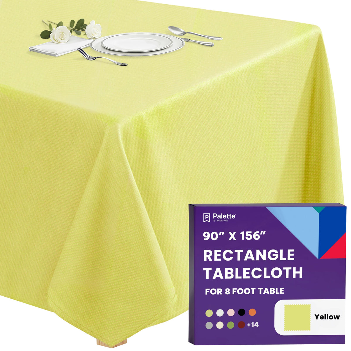 Gee Di Moda Rectangle Tablecloth - 90 x 156 Inch Black Table Cloth for 8 Foot Tables with Floor-Length Drop - Heavy Duty Washable Fabric for Holiday Party, Dinner, Weddings & Baby Shower