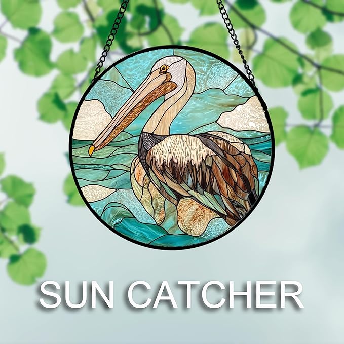 Stained Glass Window Hanging 4 Pcs Set Cyan Ocean Life Theme 9.8" - Sea Starfish Suncatcher Door Garden Sun Catcher Decor Birthday for Mom Woman Nana Men Friend