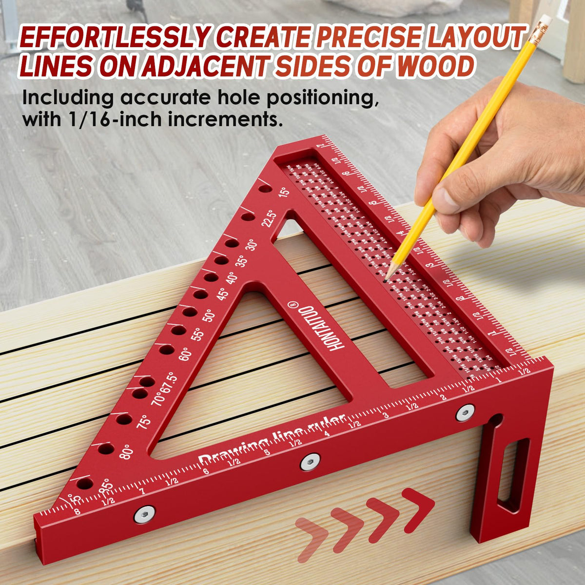 8.5 Inch Large Carpenter Square – Multi-Angle Measuring and Marking & Creating Spacing Marks,15-90 Degrees Angle Marking Square,Marking Gauge