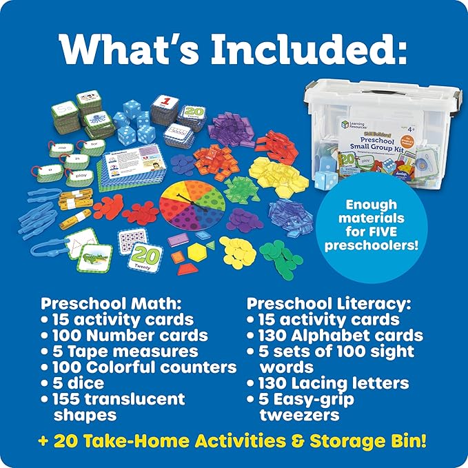 Learning Resources Skill Builders Preschool Small Group Kit, Alphabet Learning Toys, Letter and Number Recognition for Preschoolers, Classroom Math Games, Classroom Must Haves, Homeschool Supplies