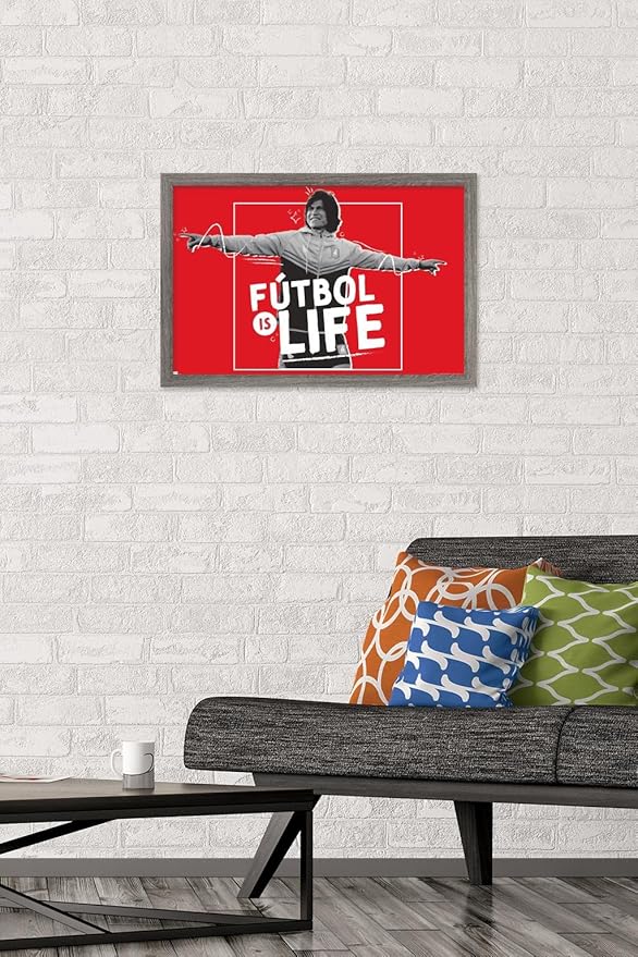 Ted Lasso - Futbol is Life Wall Poster, 22.4L" x 14.7W", Barnwood Framed Version