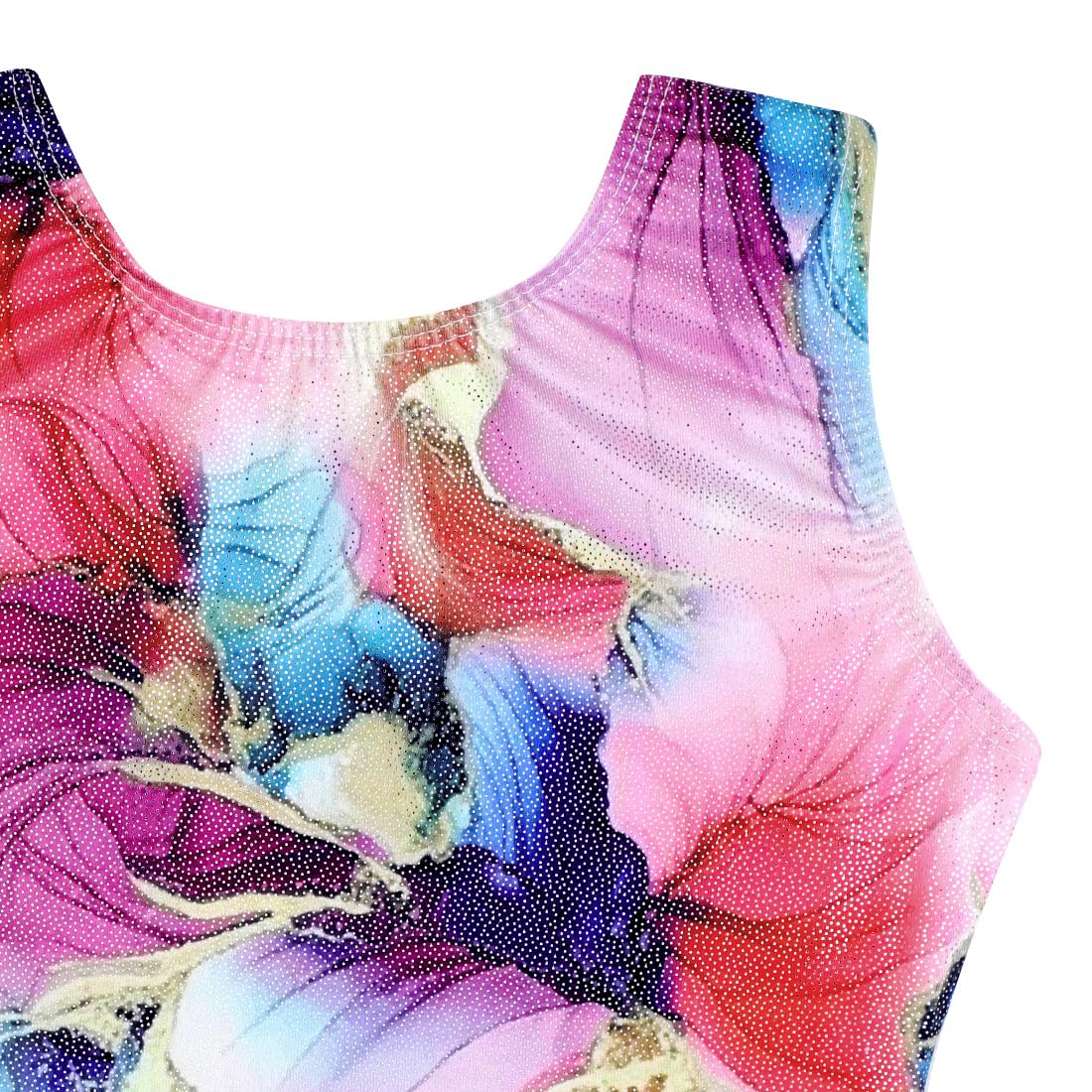 HOZIY Girls Gymnastics Outfit with Shorts Size 7-8 Years Kids Leo Tumbling Outfiits Purple Gold Red Floral Flower Marble Print Sparkle Biketard