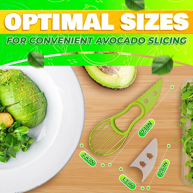 Avocado Slicer Tool 3 in 1, Peeler & Pit Remover, Durable Plastic