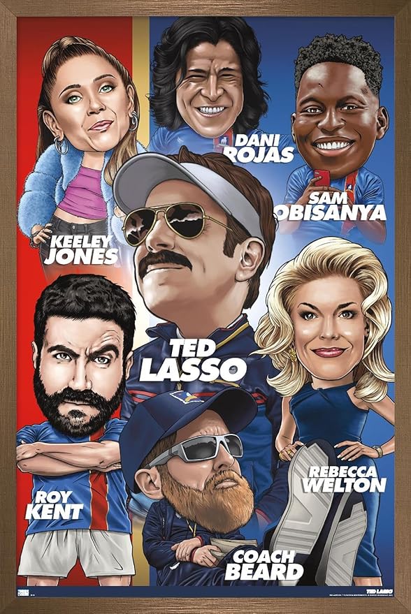 Ted Lasso - Character Grid Wall Poster, 22.4L" x 14.7W", Bronze Framed Version