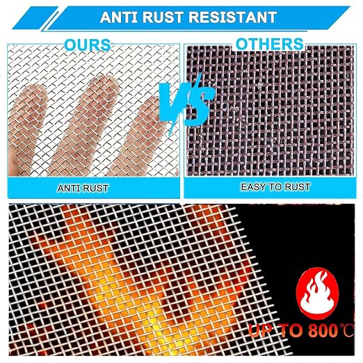 Stainless Steel Mesh Screen 8Mesh 304, 15.7" x 47.2" Metal Mesh Screen