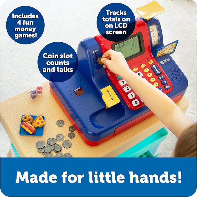 Learning Resources Pretend & Play Teaching Cash Register - Math Games, Shopping Grocery Store Playset, Fine Motor Skills, Gifts For Boys and Girls
