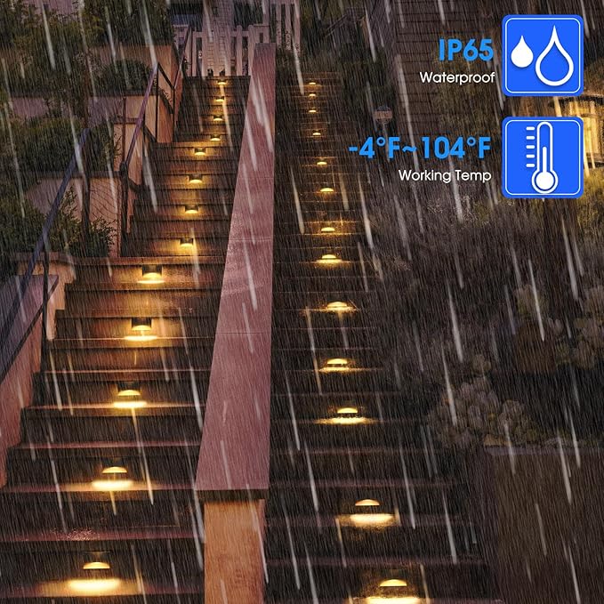 Energetic 5CCT 120V LED Indoor Outdoor Step Lights, 2700K/3000K/3500K/4000K/5000K Stair Lighting, 3W Dimmable LED Lights for Step Stair, CRI90, ETL Listed, IP65 Waterproof, Aluminum, Bronze, Pack of 4