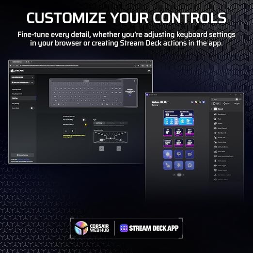 Corsair Galleon 100 SD RGB Mechanical Wired Gaming Keyboard – QWERTY US, Stream Deck-Integrated, Pre-Lubed MLX Pulse Thocky Hotswappable PBT Double-Shot Switches, FlashTap SOCD, 8,000Hz – Black
