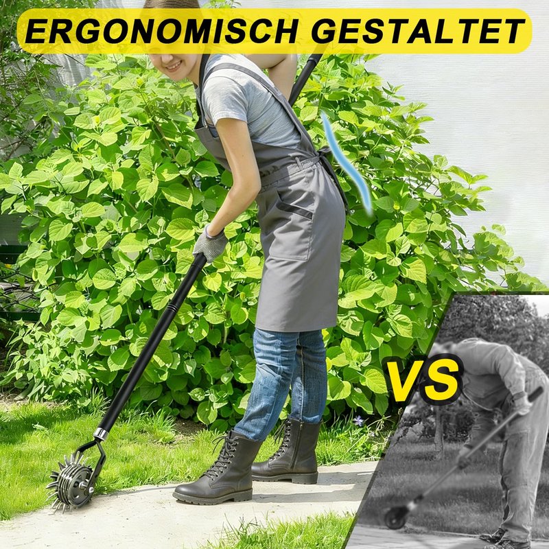 EAGWON Wheel Rotary Edger Lawn Tool, 66-Inch Manual Grass Edge Trimmer with Adjustable Stainless Steel Handle, Sidewalk Driveway Edger with Cushion Grip for Garden Landscaping