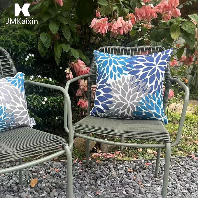 Outdoor Pillows, Pack of 2 Waterproof Decorative Throw Pillows with Inserts, 18”x18” Square Pillows for Bed, Couch, Sofa and Patio Furniture