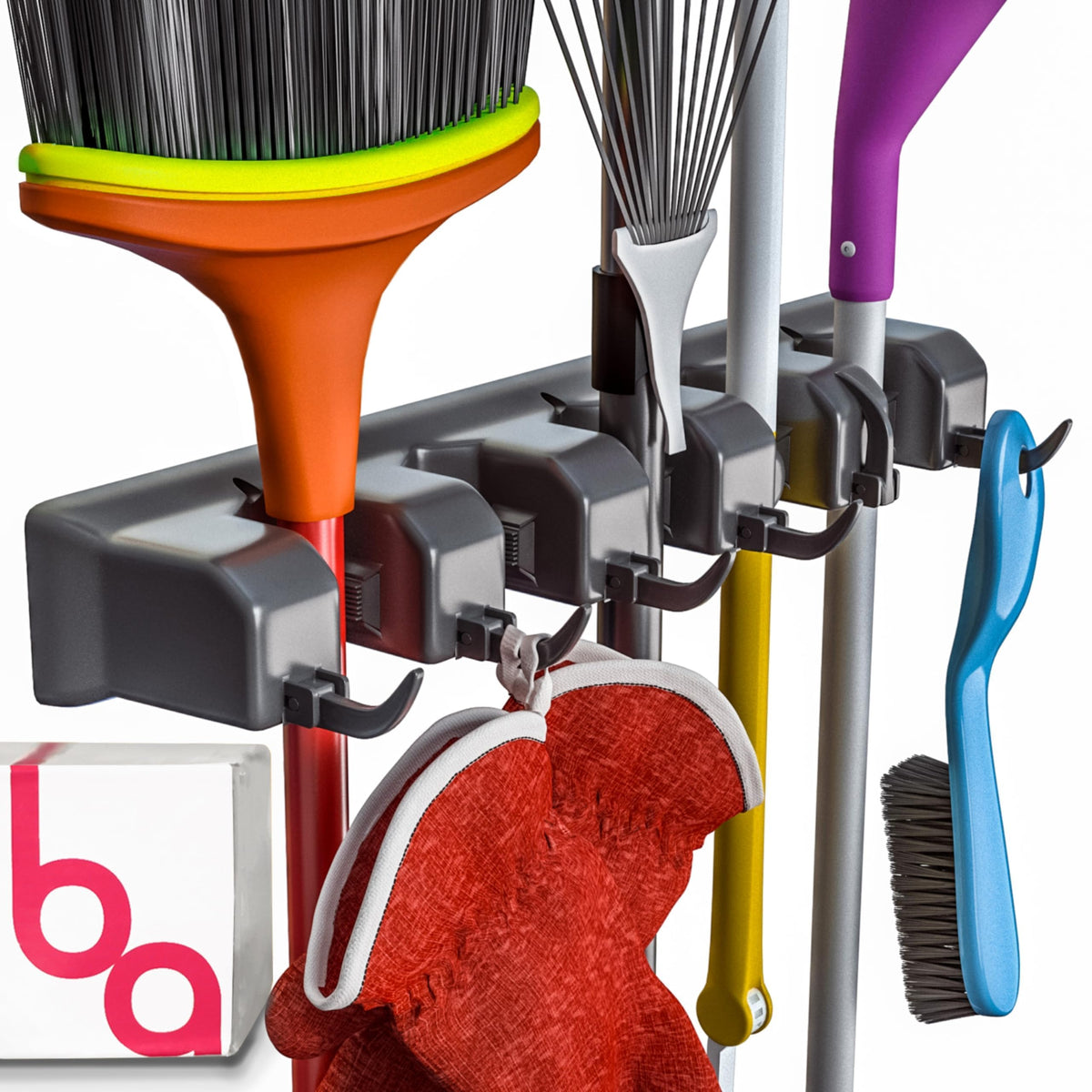 EXTRA GRIP Mop & Broom Holder Wall Mount - Wall Hanging Garden Tool & Utility Closet Organizer, Mop & Broom Hook, Broom Hanger Wall Mount, Mop Broom Organizer, Wall Mounted Broom Rack Storage (2 Pack)