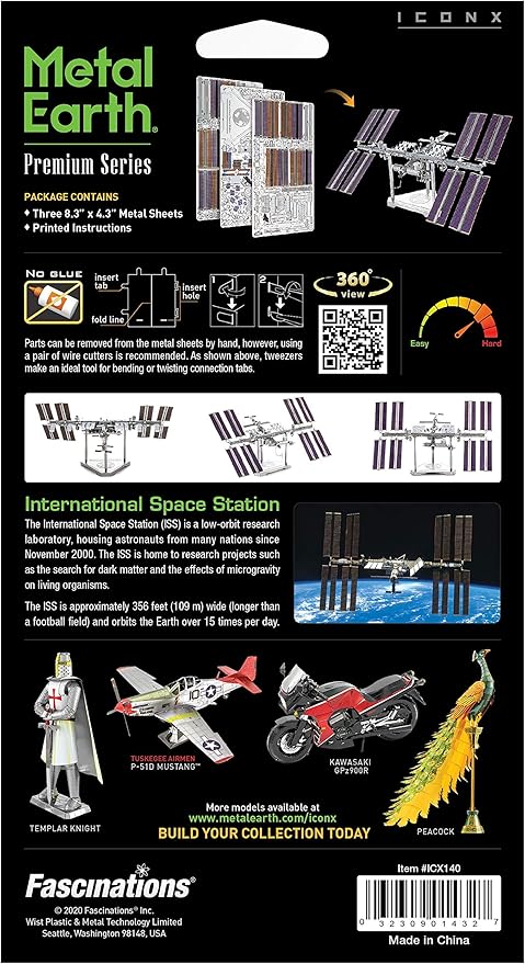 Metal Earth Fascinations Premium Series International Space Station 3D Metal Model Kit Bundle with Tweezers
