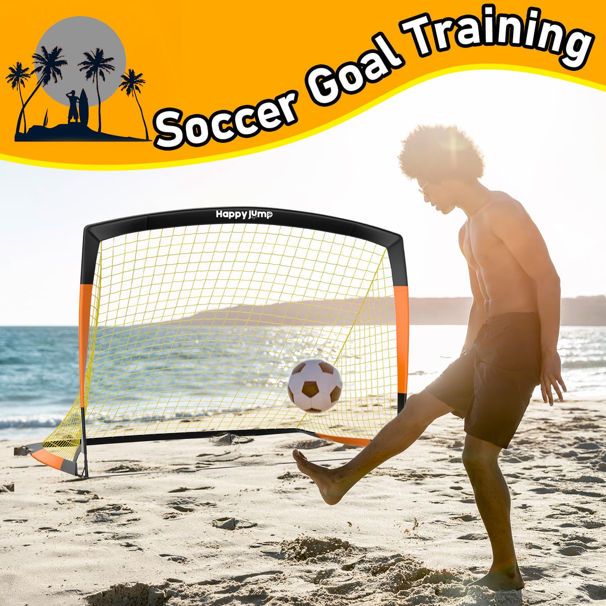 Happy Jump Kids Backyard Soccer Goals 7x5 & 5x3.6 FT, Portable Outdoor Play