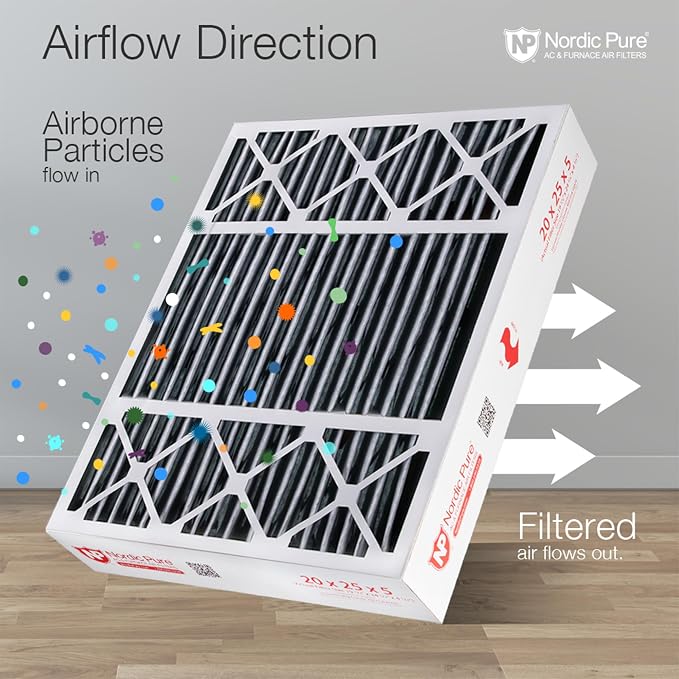 Nordic Pure 20x25x5 Lennox X6673 X6675 Replacement Air Filter MERV 8 + Carbon 4