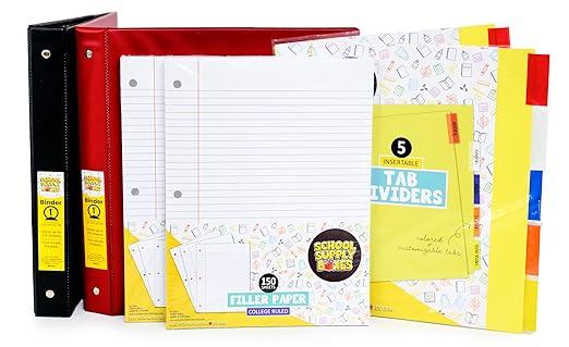 School Supply Boxes | Ultimate High School & College Case (2 Boxes) | Back to School Essentials Kit for Students & Teachers | Includes 1" Binders, College-Ruled Notebooks, Mech. Pencils, & More