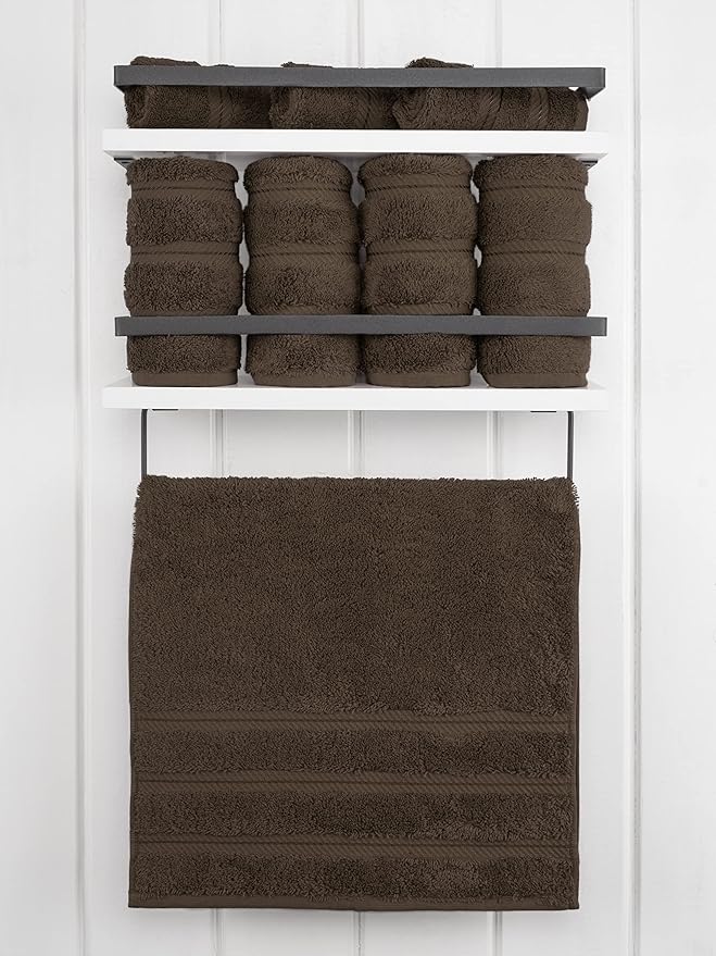American Soft Linen Luxury Hand Towels for Bathroom, 600 GSM 100% Cotton Turkish 4 Piece Hand Towel Set, 600 GSM Hand Face Towels for Kitchen, Brown Hand Towels