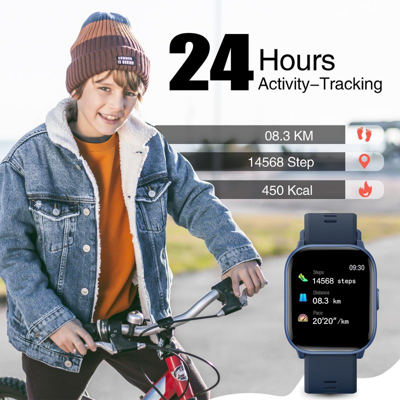 meoonley Kids Watch for Girls Boys with IP68 Waterproof, Girls Watch with 19 Sports Modes, Sleep Tracking, Pedometer, Stopwatch, Kids Activity Tracker Birthday Gifts for Boys Age 6-15 Years Old