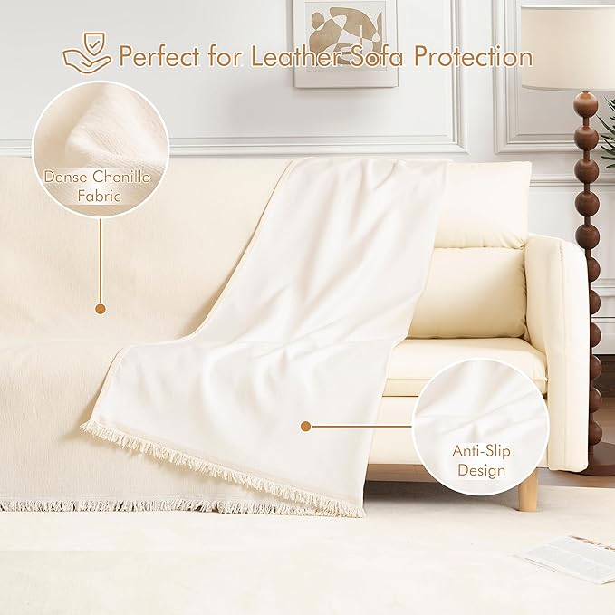 Couch Cover for 2-3 Cushion Couch Sofa Pet Friendly, Chenille Sectional L Shaped Sofa Cover Washable for Dogs Cats Kids, Furniture Protector Slipcover Decor for Living Room, 71"x118"