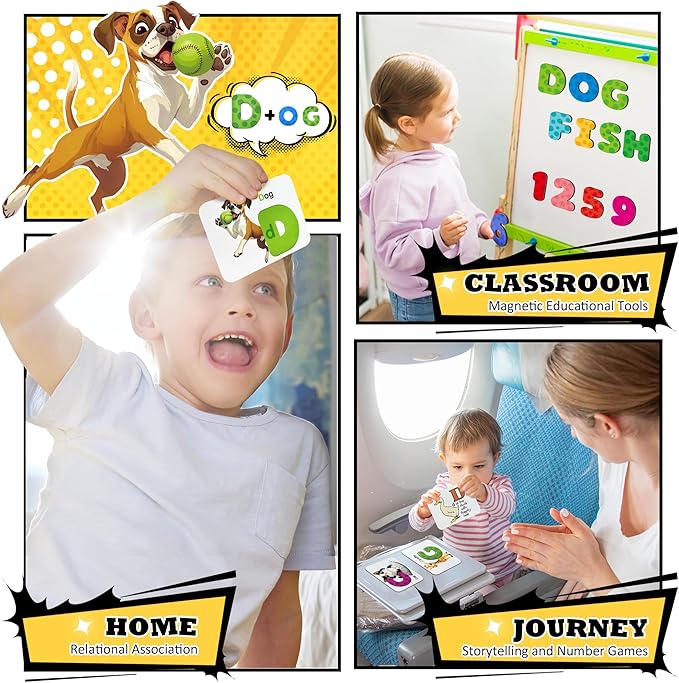 Alphabet Flash Cards Magnetic Letters Puzzle ABC Sight Words Matching Games for Kids 3-5, Toddler Preschool Montessori Educational Toys for 3+ Year Old