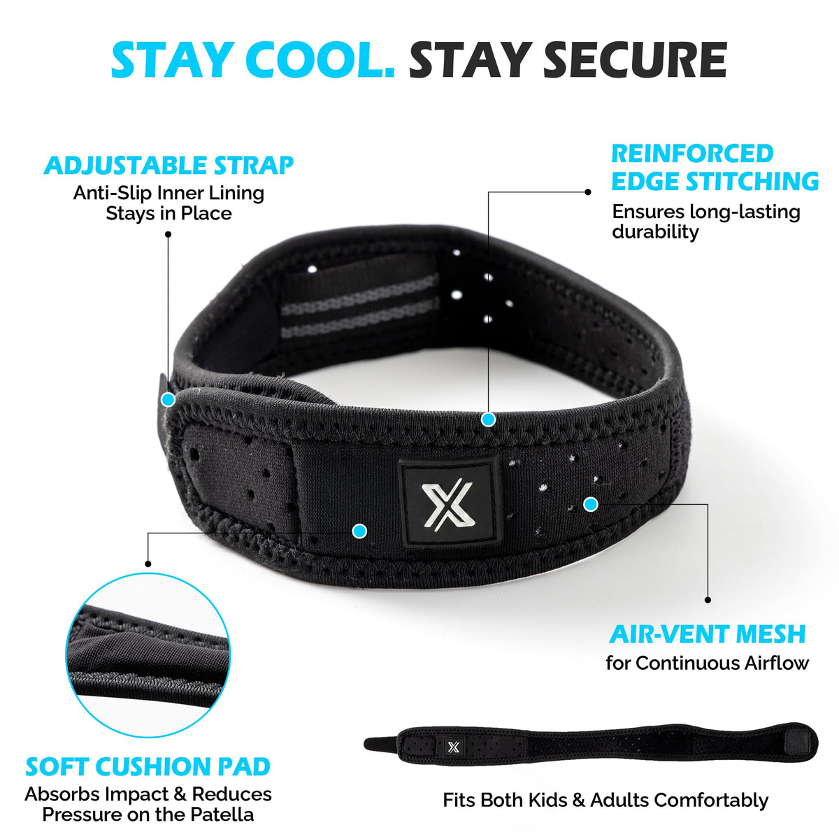 SPINIFLY ExcelRunz Patella Tendon Knee Strap 2 pack, Knee Support, Knee Pain Relief Brace, Running, Hiking, Soccer, Tennis, Gym and Tendonitis - (L-2XL)